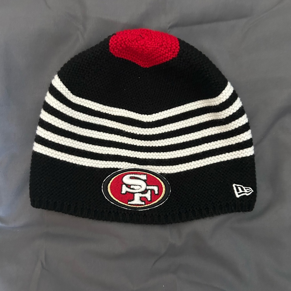 New Era NFL Knit cap Black White Red 49ers NWOT